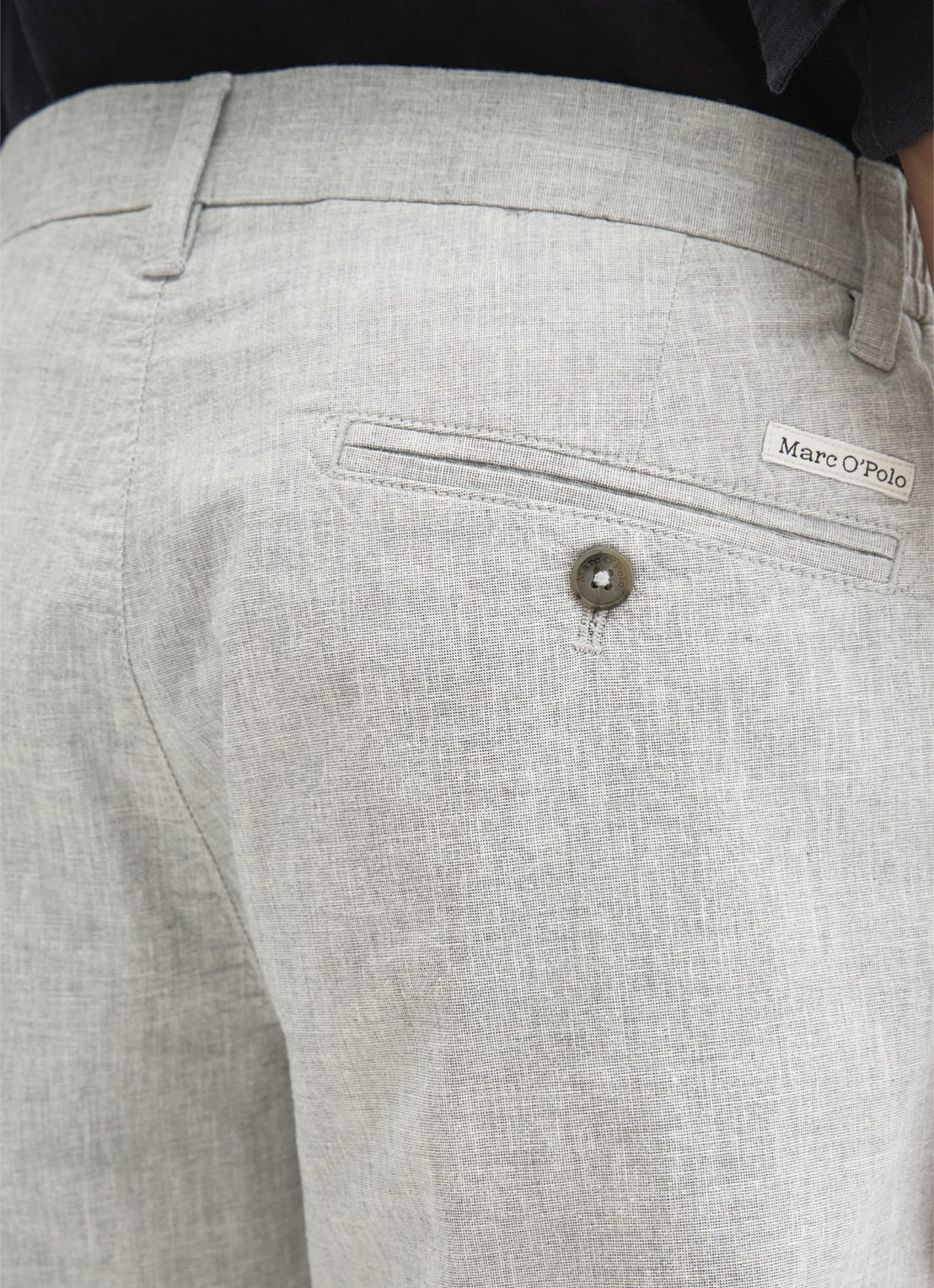 Marc O'Polo Korte broek in linnenblend - detail 2 grijs