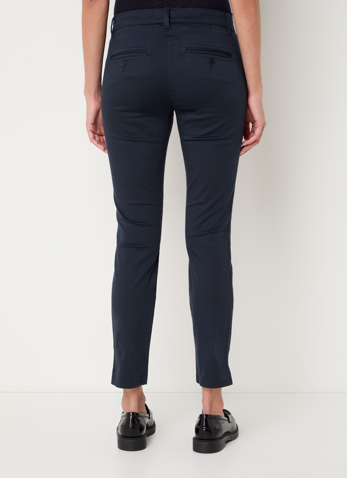 Marc O'Polo Laxa mid waist skinny fit pantalon in  katoenblend - achterkant 3 donkerblauw