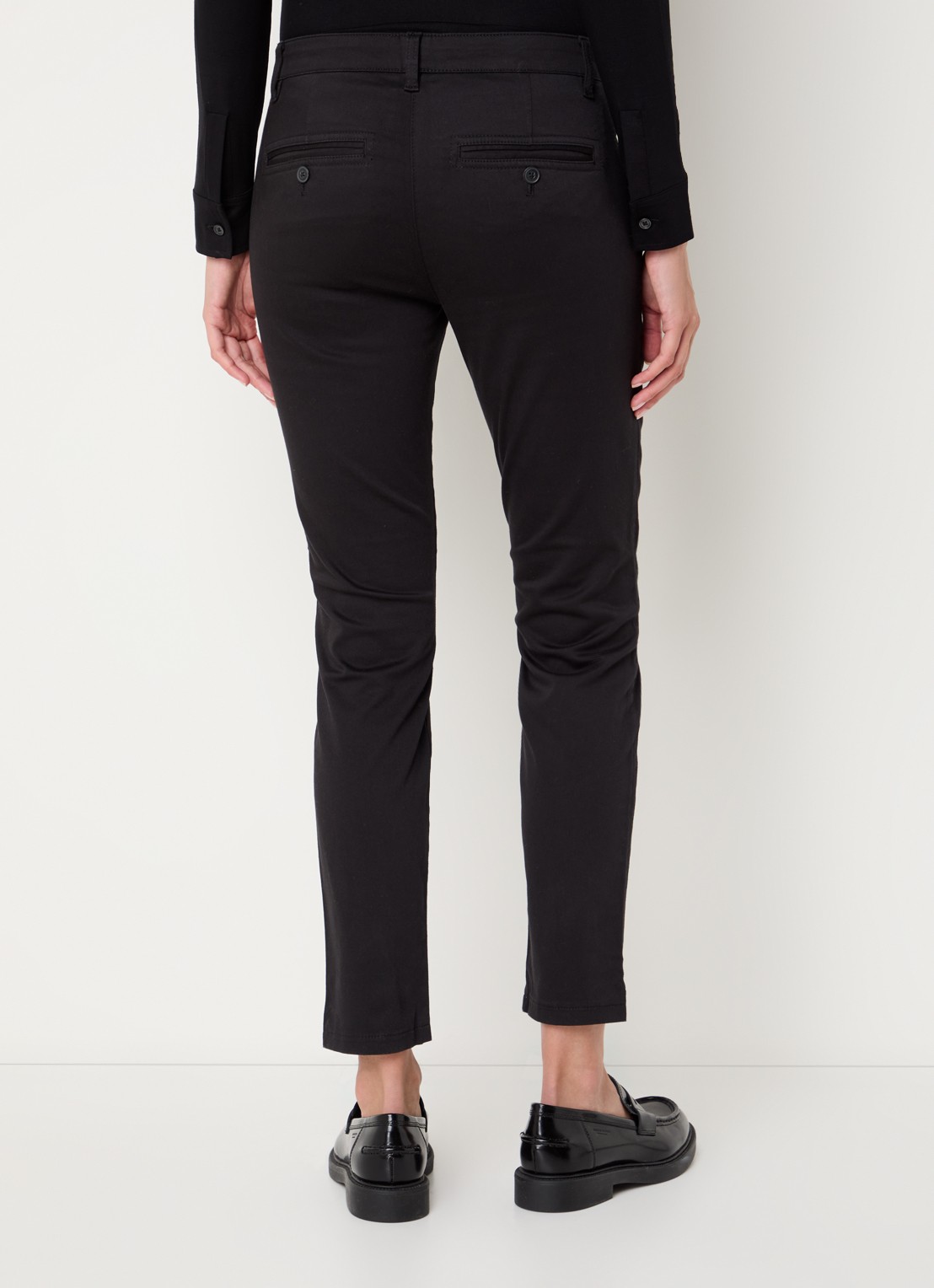 Marc O'Polo Laxa mid waist skinny fit pantalon in  katoenblend - achterkant zwart