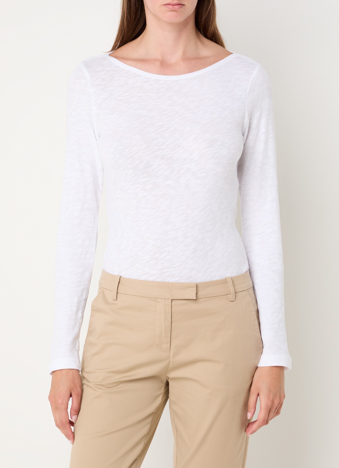 Marc O'Polo Longsleeve met boothals - detail 4 wit