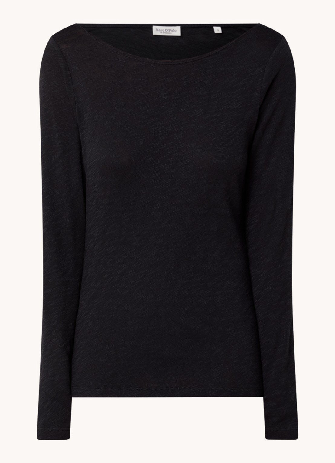Marc O'Polo Longsleeve met boothals - voorkant 2 zwart