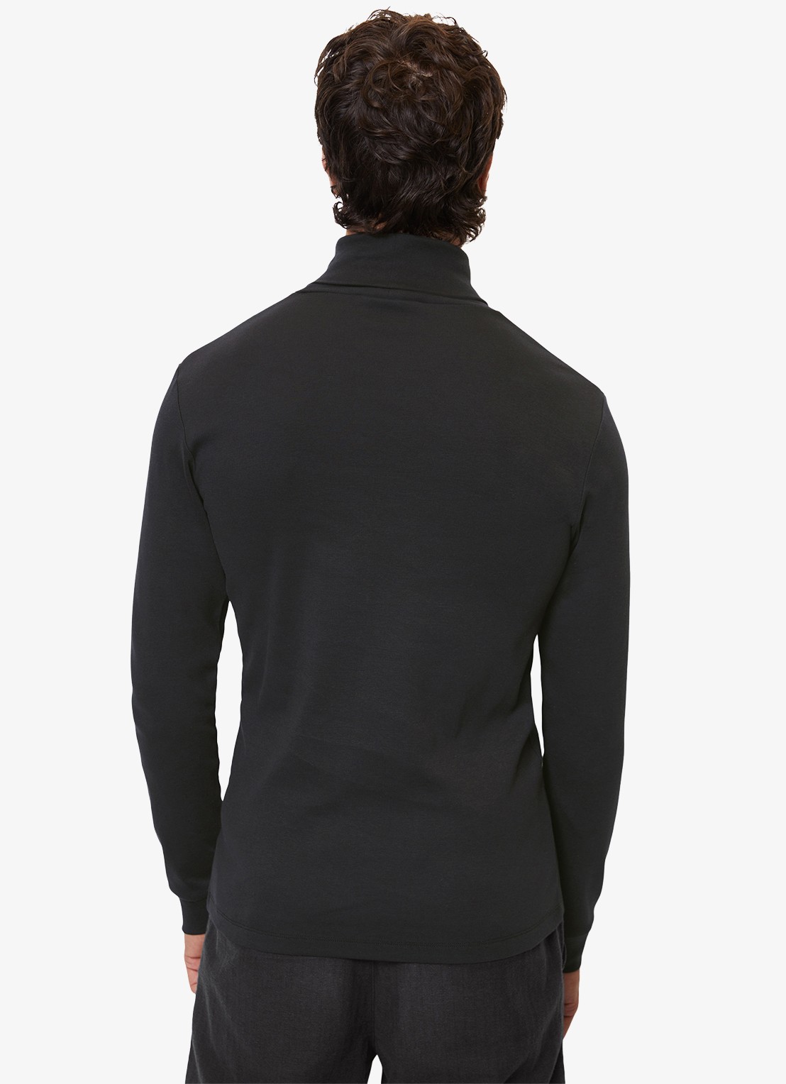 Marc O'Polo Longsleeve met col - achterkant zwart
