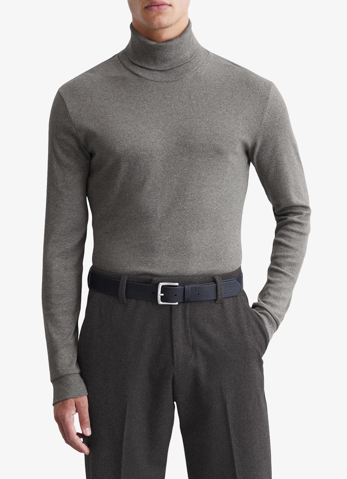 Marc O'Polo Longsleeve met col - detail 3 grijsmele