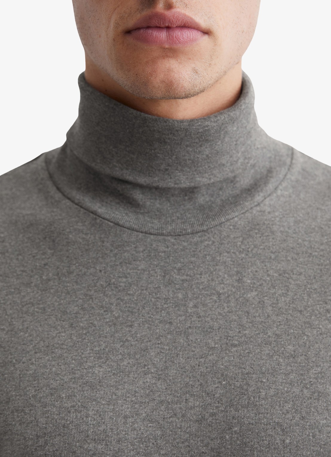 Marc O'Polo Longsleeve met col - detail 4 grijsmele