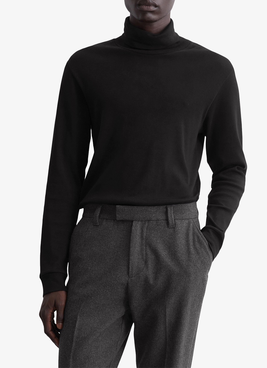 Marc O'Polo Longsleeve met col - detail black-990 / zwart