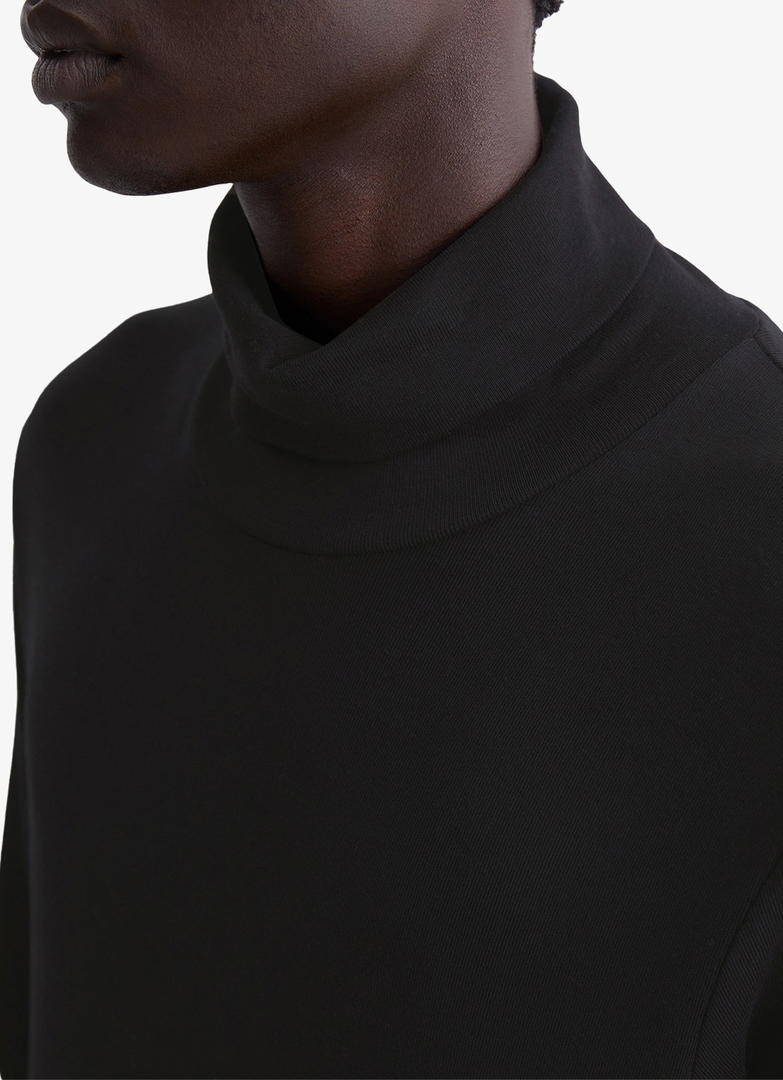 Marc O'Polo Longsleeve met col - detail 2 black-990 / zwart