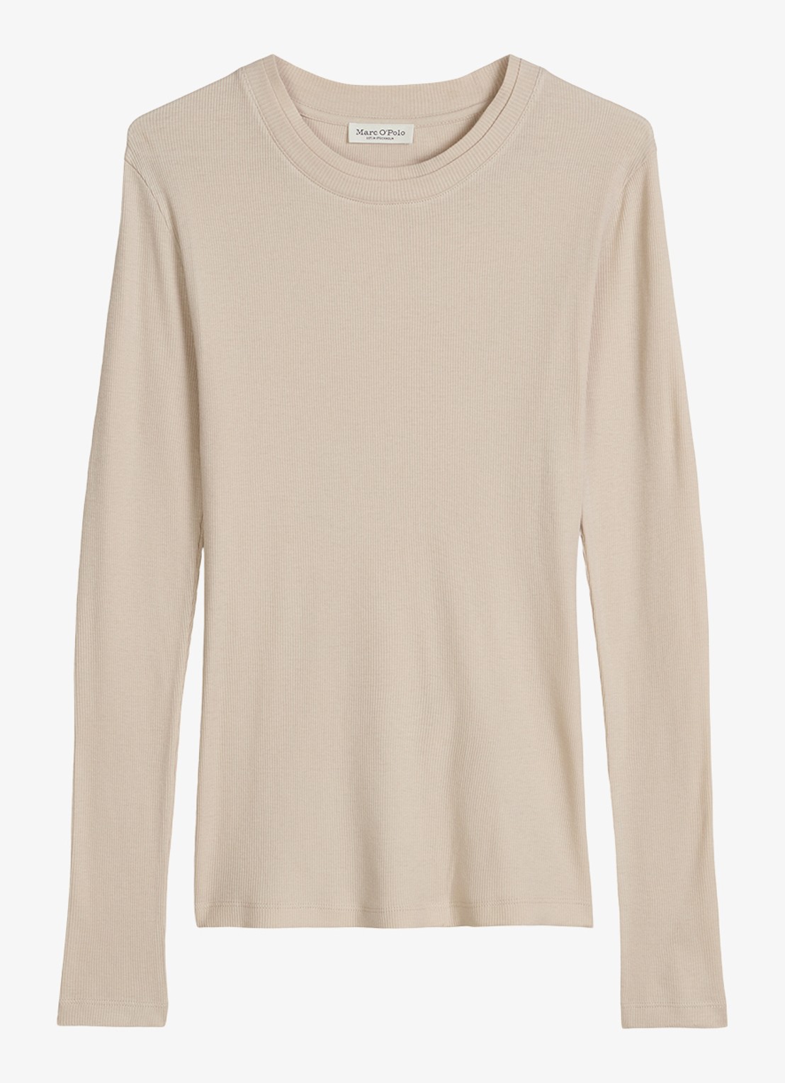Marc O'Polo Longsleeve met ribstructuur - voorkant beige