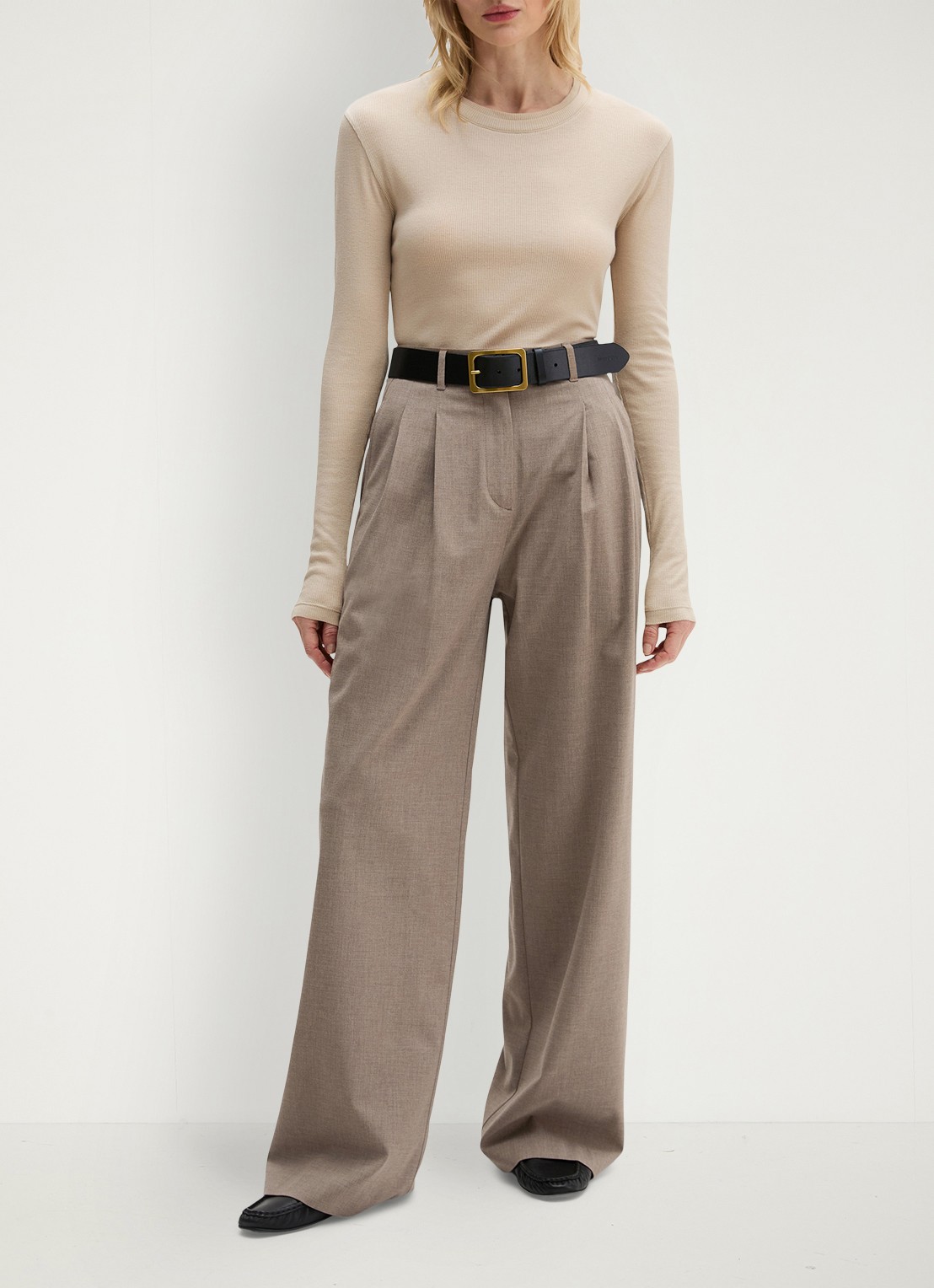 Marc O'Polo Longsleeve met ribstructuur - voorkant 2 beige