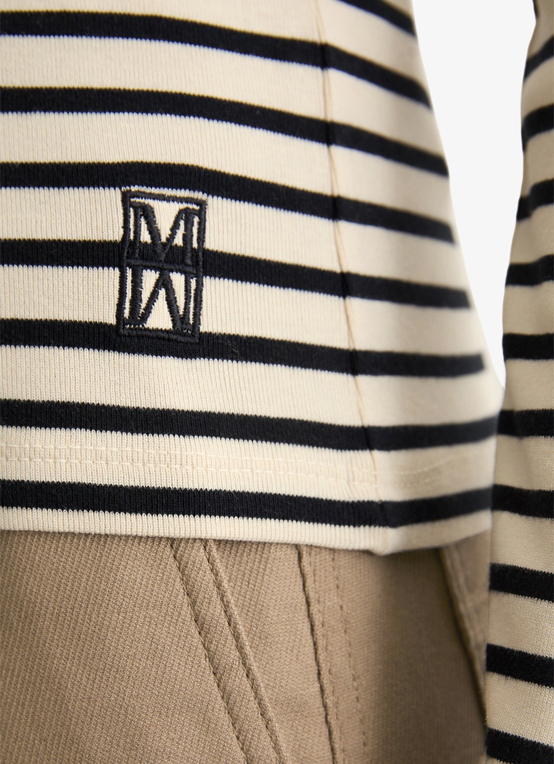 Marc O'Polo Longsleeve met streepprint - detail 2 zwart