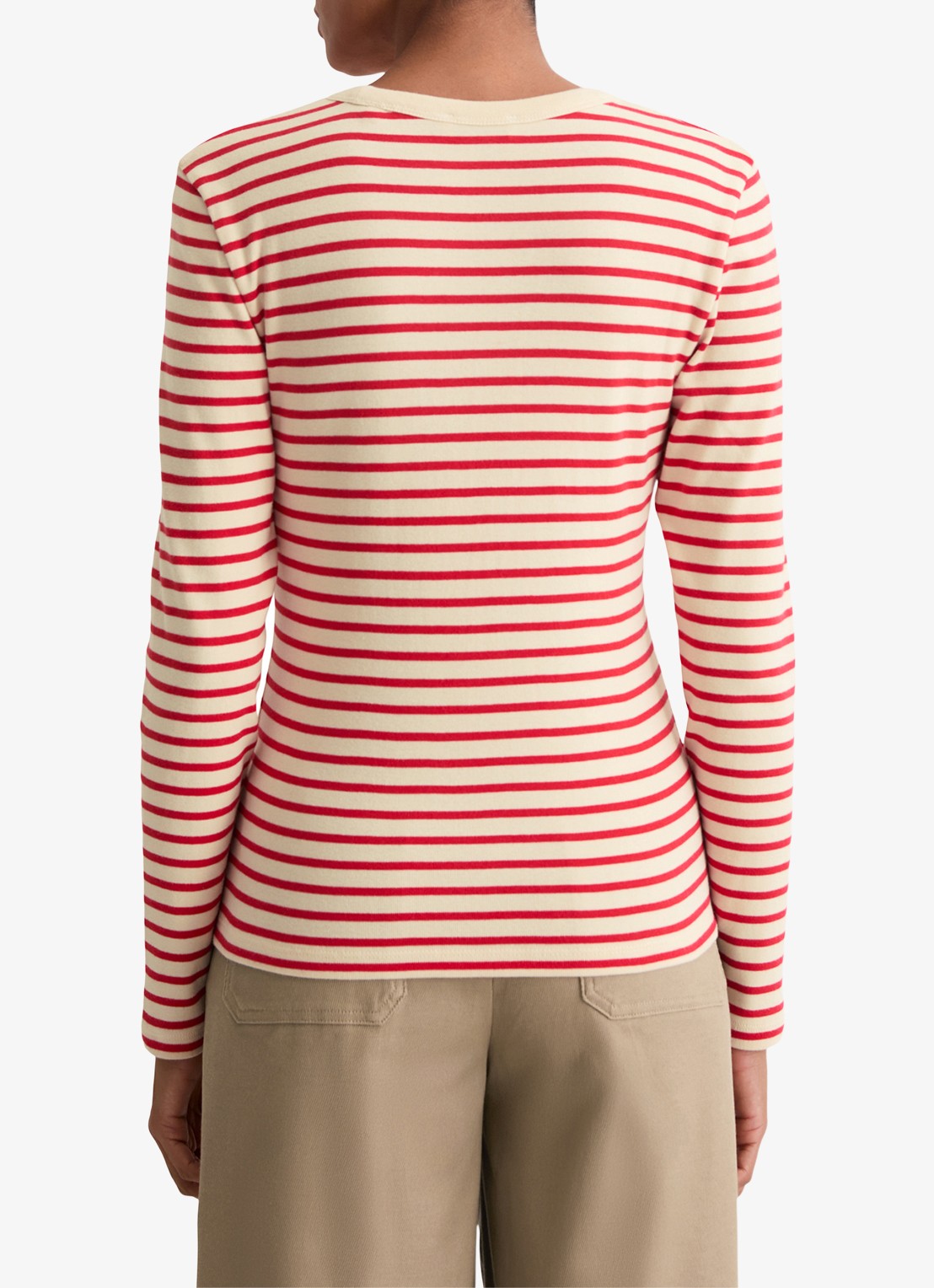 Marc O'Polo Longsleeve met streepprint - achterkant rood