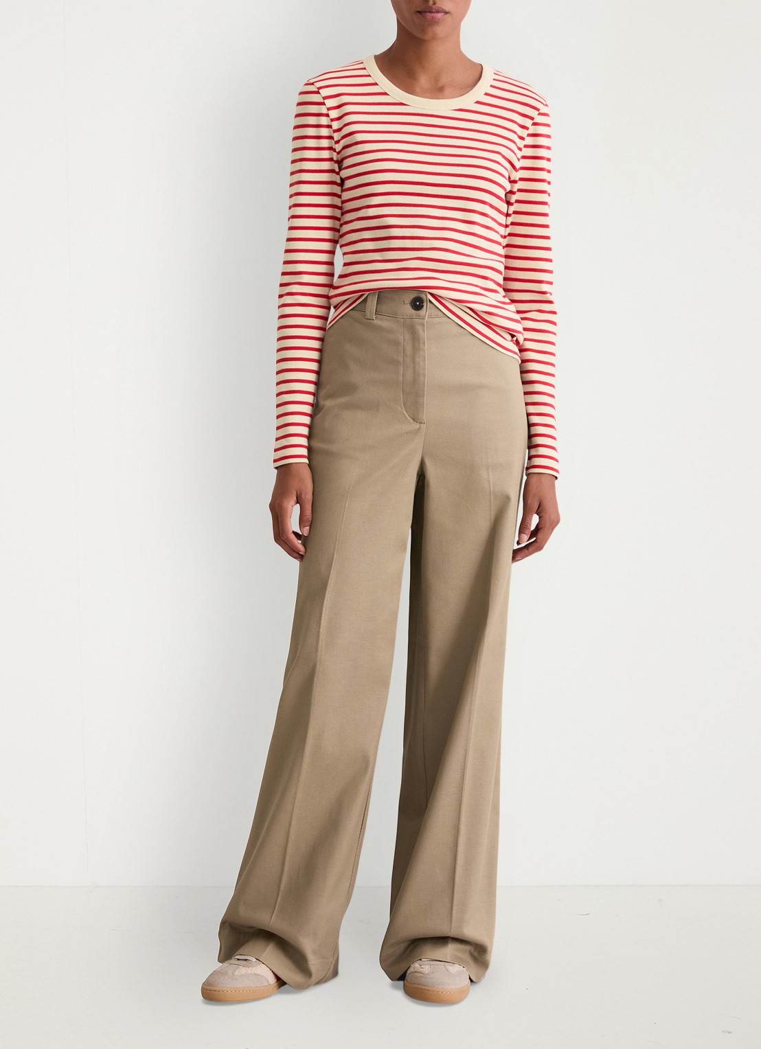 Marc O'Polo Longsleeve met streepprint - voorkant 3 rood