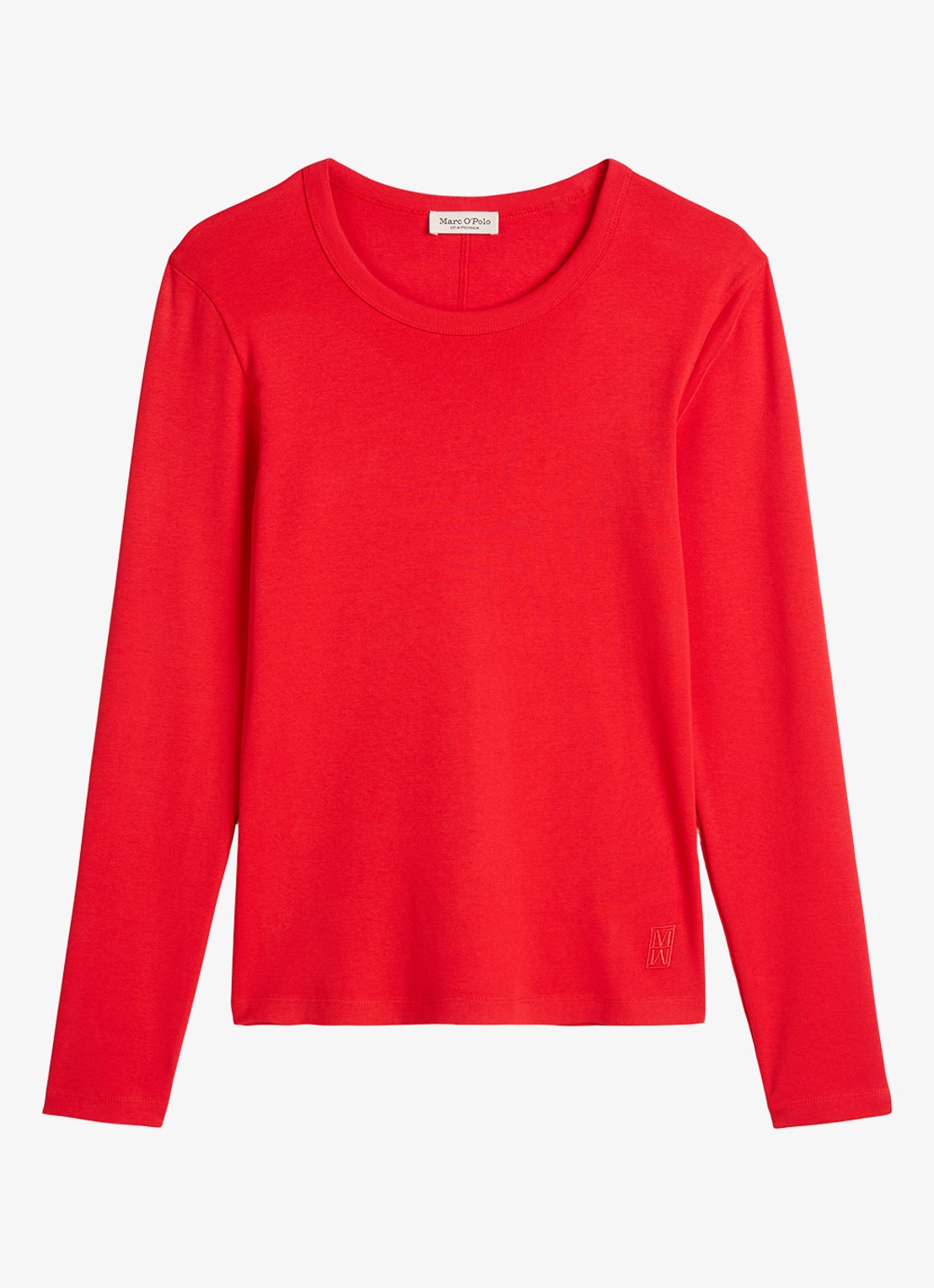 Marc O'Polo Longsleeve van katoen - voorkant 4 koraalrood