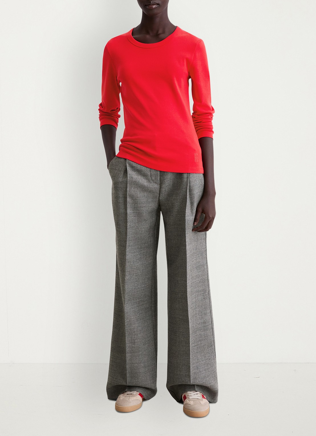 Marc O'Polo Longsleeve van katoen - voorkant 5 koraalrood