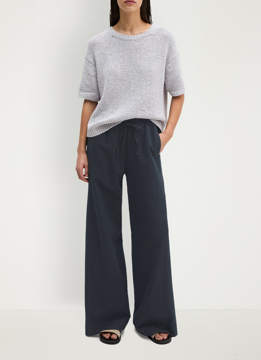 Marc O'Polo Loose fit broek in lyocell blend - voorkant 2 donkerblauw