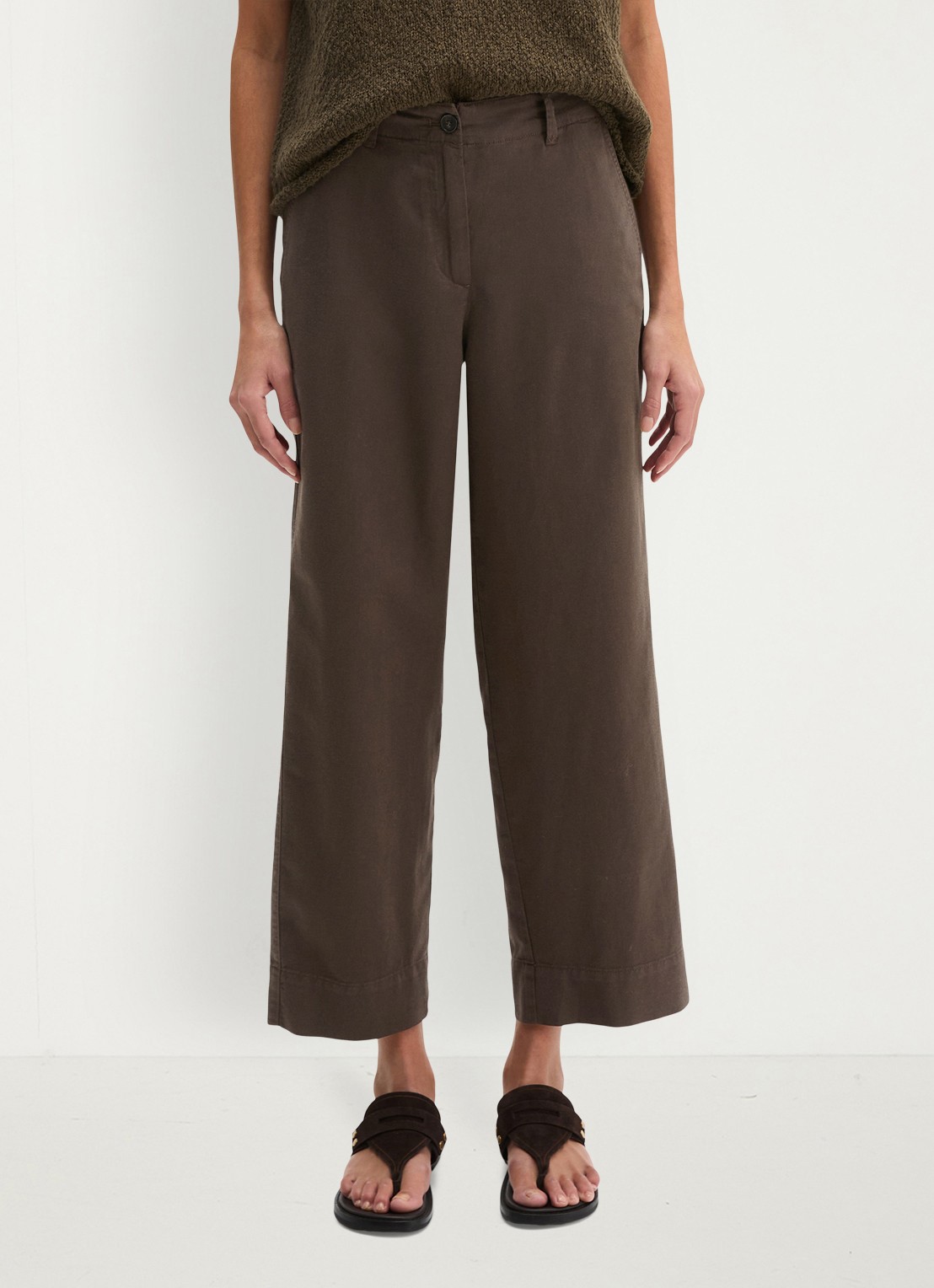 Marc O'Polo Loose fit broek met steekzakken - detail 4 donkerbruin