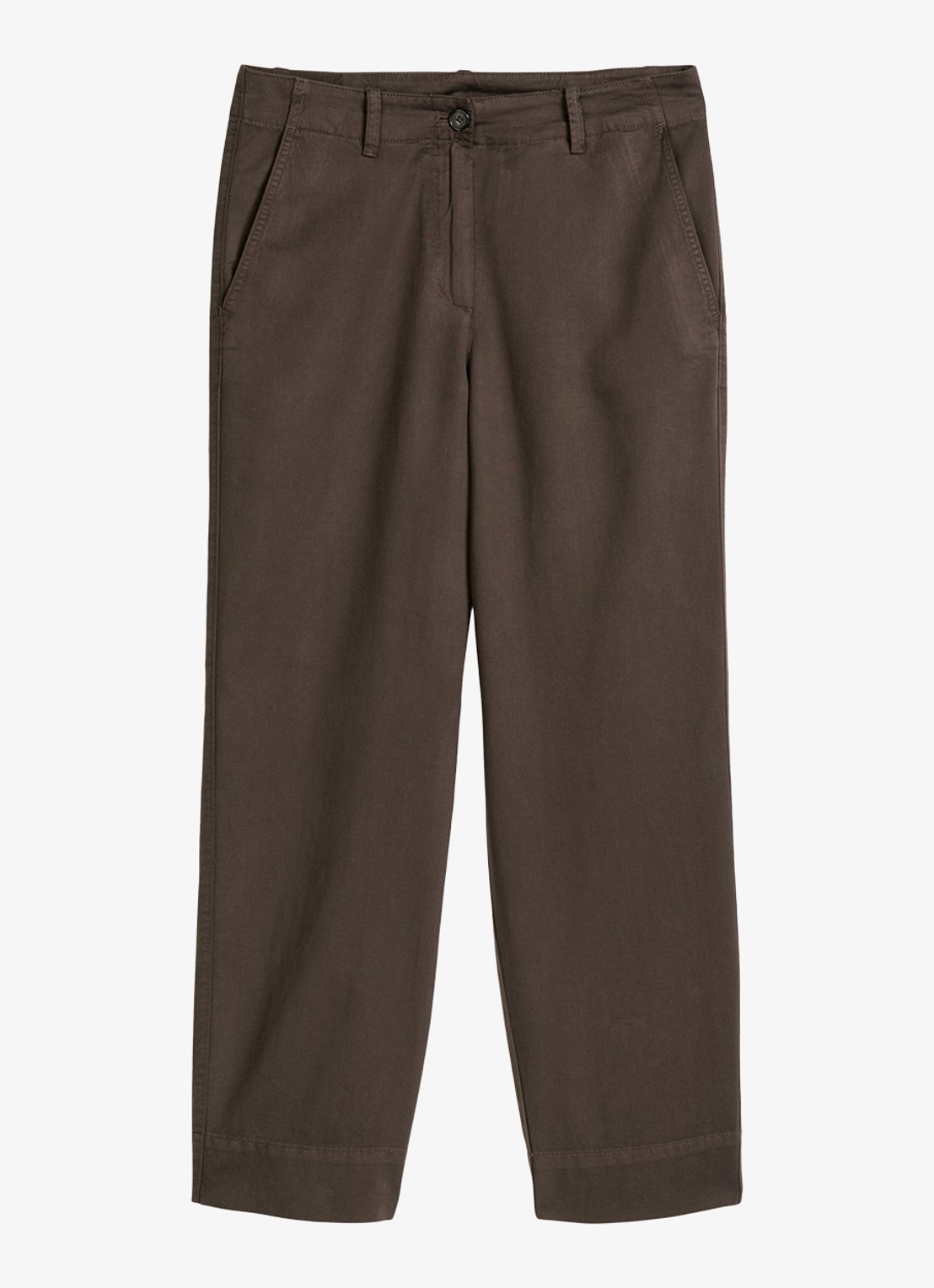 Marc O'Polo Loose fit broek met steekzakken - voorkant 2 donkerbruin