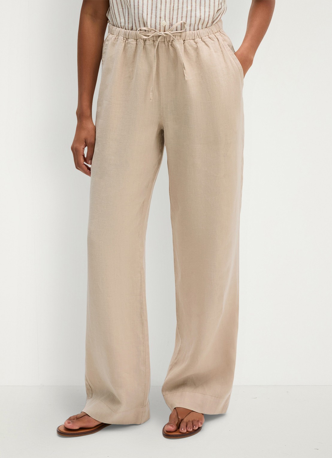 Marc O'Polo Loose fit broek met steekzakken - detail sandpaper-2326 / beige