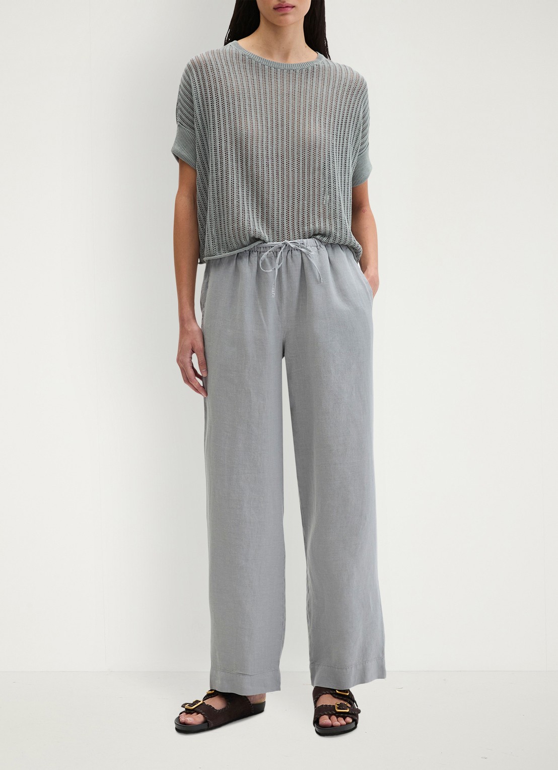 Marc O'Polo Loose fit broek met steekzakken - voorkant 3 quiet sea-0639 / blauw