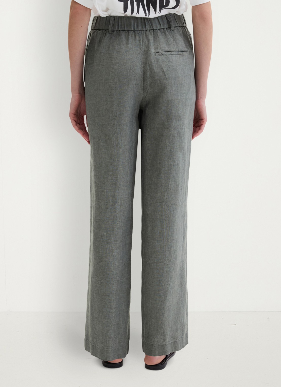 Marc O'Polo Loose fit broek met trekkoord - achterkant slate grey melange-0777 / grijs