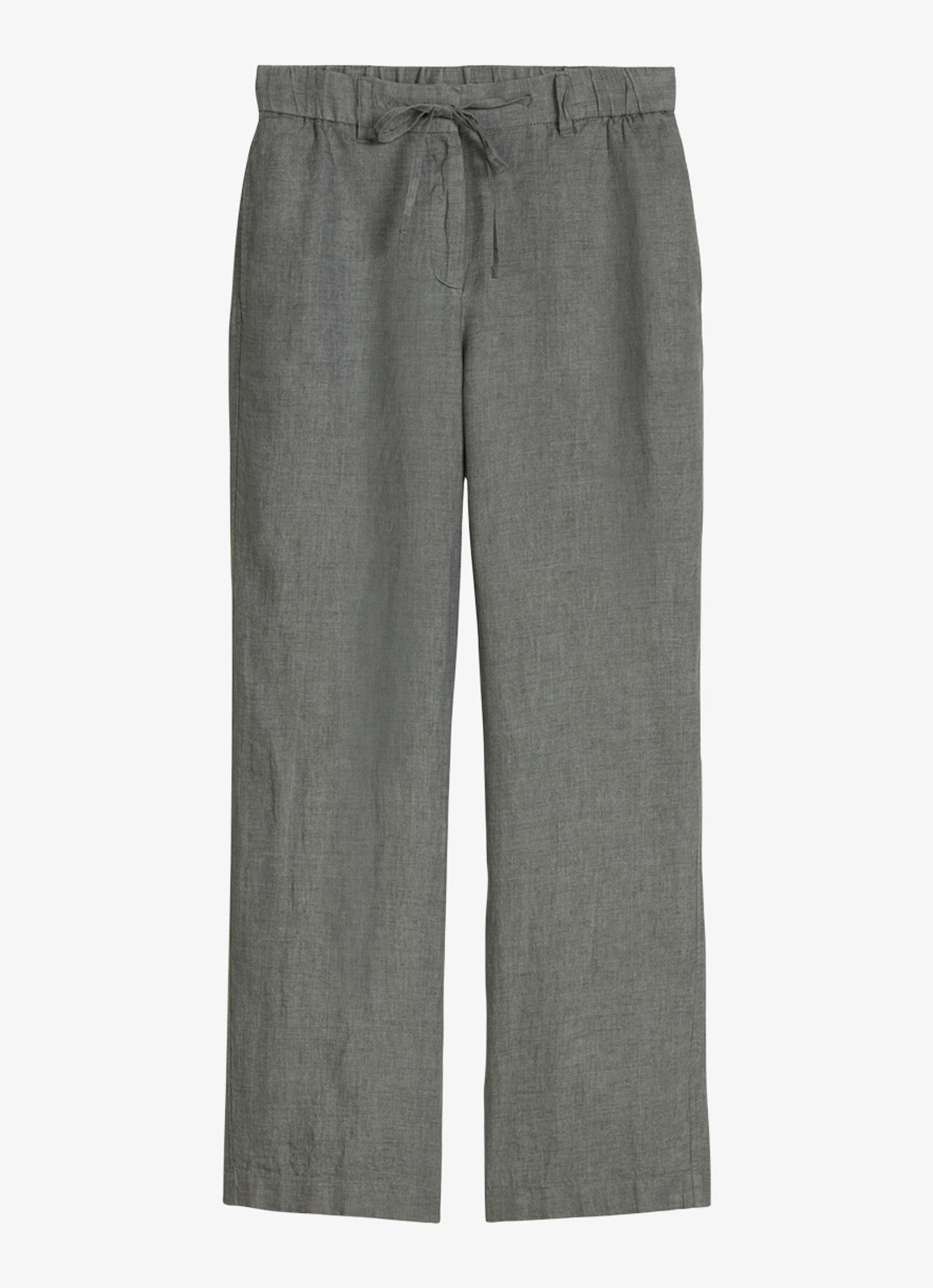 Marc O'Polo Loose fit broek met trekkoord - voorkant 3 slate grey melange-0777 / grijs