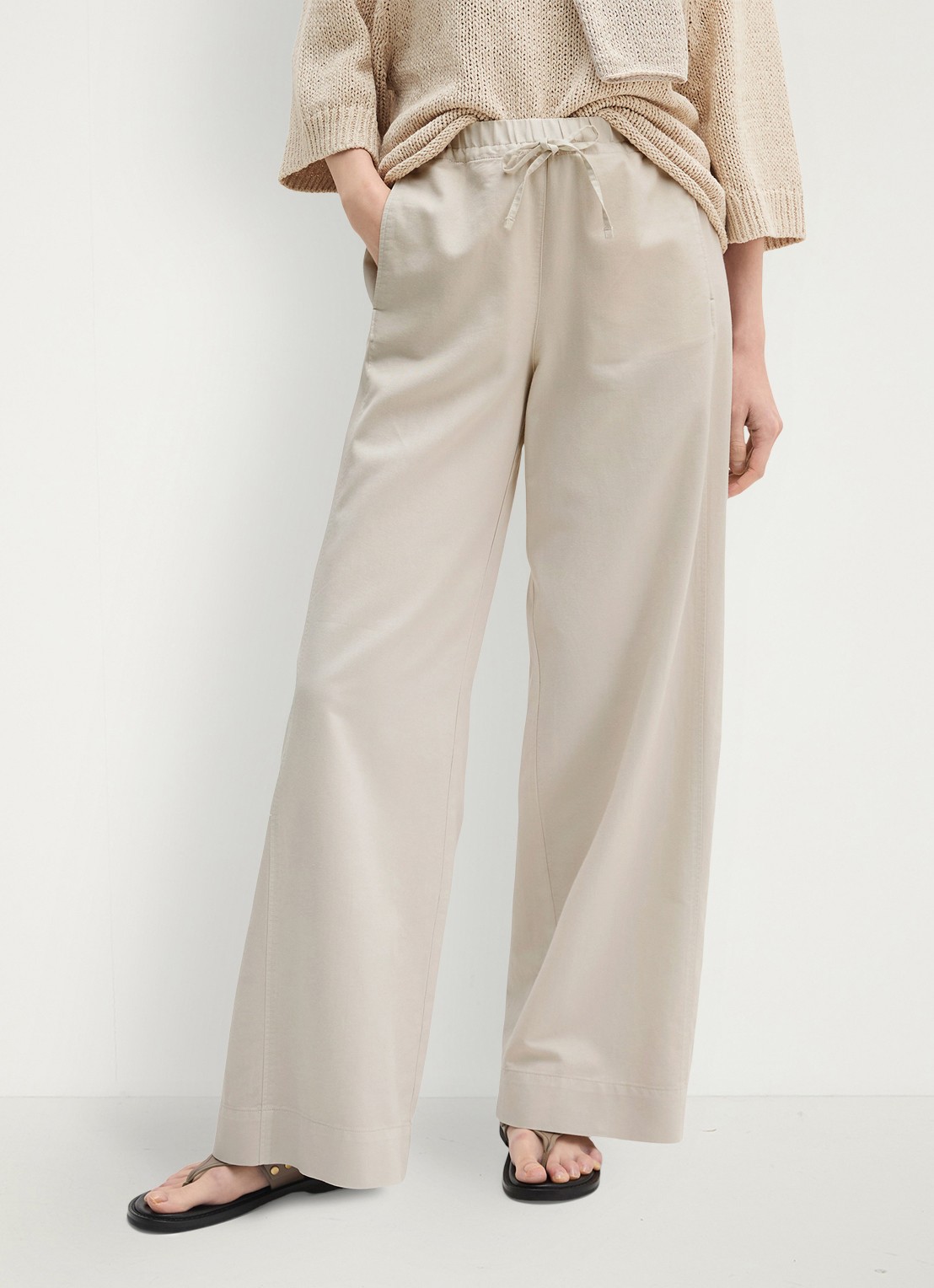 Marc O'Polo Loose fit joggingsbroek in lyocell blend - detail beige