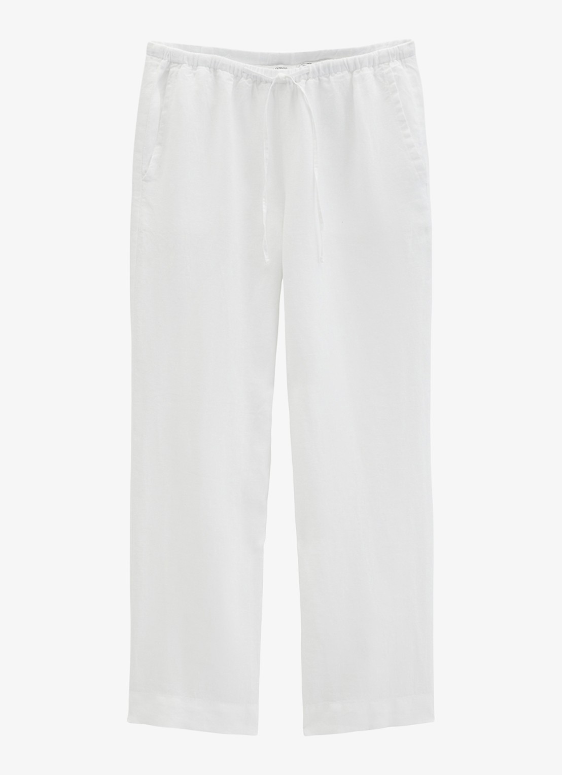 Marc O'Polo Loose fit palazzo broek van linnen met steekzakken - voorkant white-0163 / wit