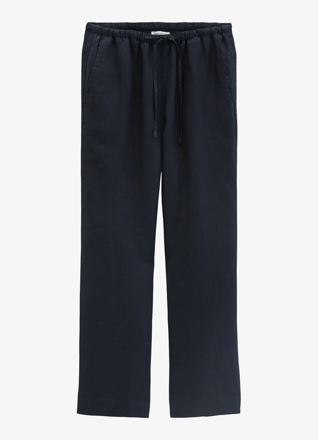 Marc O'Polo Loose fit palazzo broek van linnen met steekzakken - voorkant 2 deep night blue-4300 / blauw