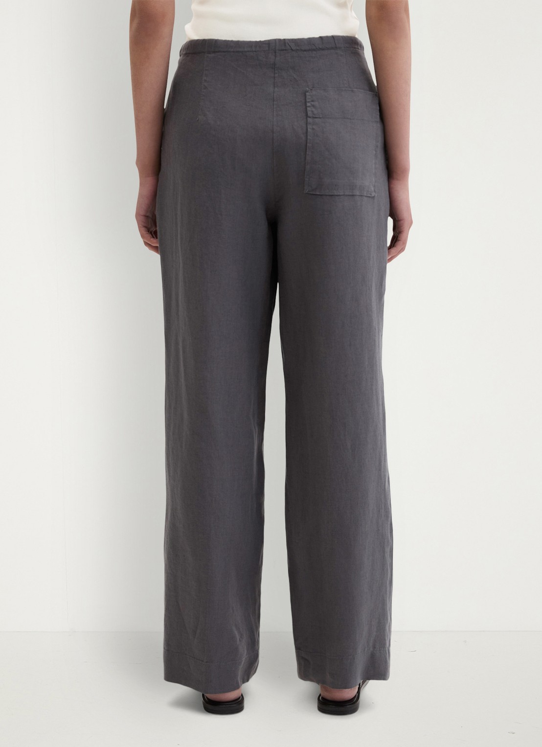 Marc O'Polo Loose fit palazzo broek van linnen met steekzakken - achterkant 2 oxide grey-0364 / grijs
