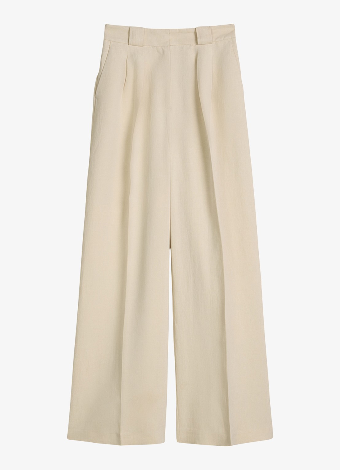 Marc O'Polo Loose fit pantalon in linnenblend  - voorkant 4 beige