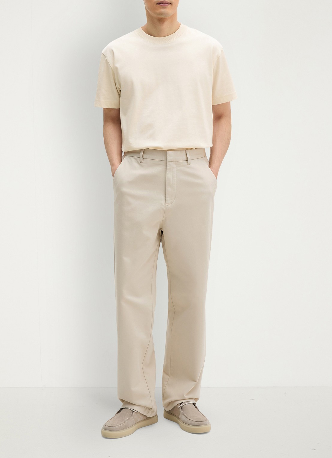 Marc O'Polo Loose fit pantalon met steekzakken - voorkant 2 beige