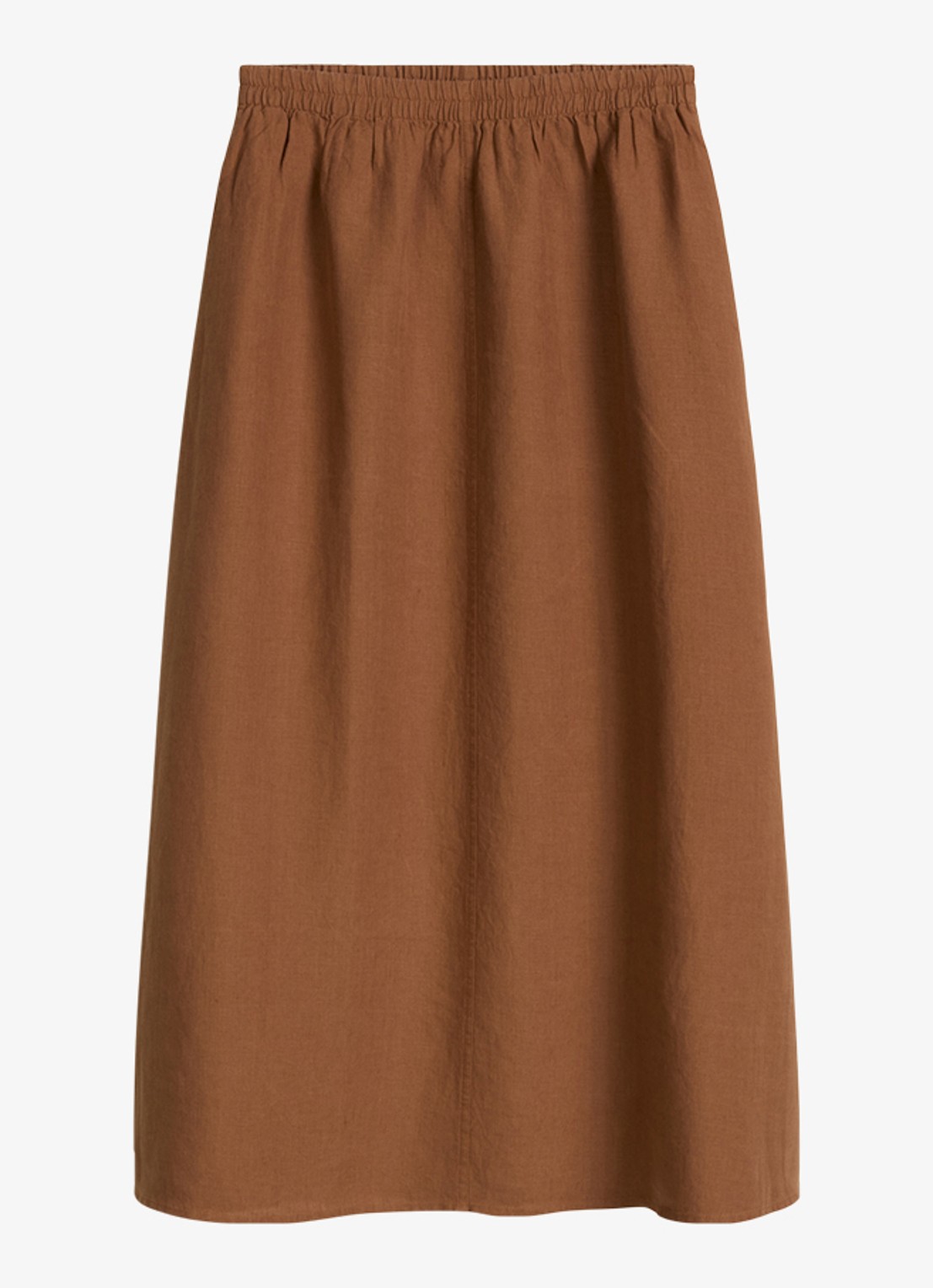 Marc O'Polo Maxi rok van linnen met plooien - voorkant burnt brown-1972 / bruin