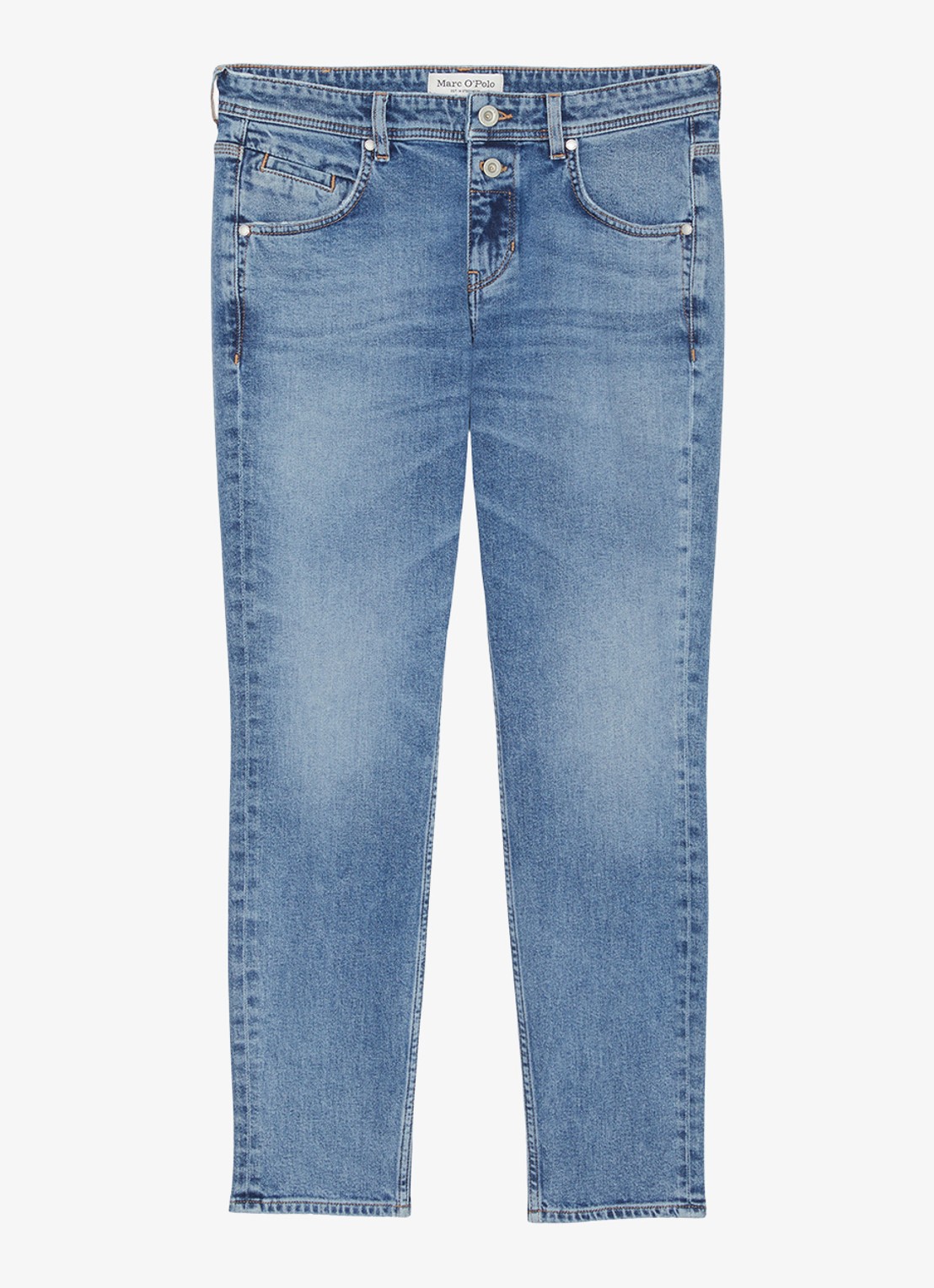 Marc O'Polo Mid waist cropped boyfriend jeans van  katoen met steekzakken - voorkant indigo