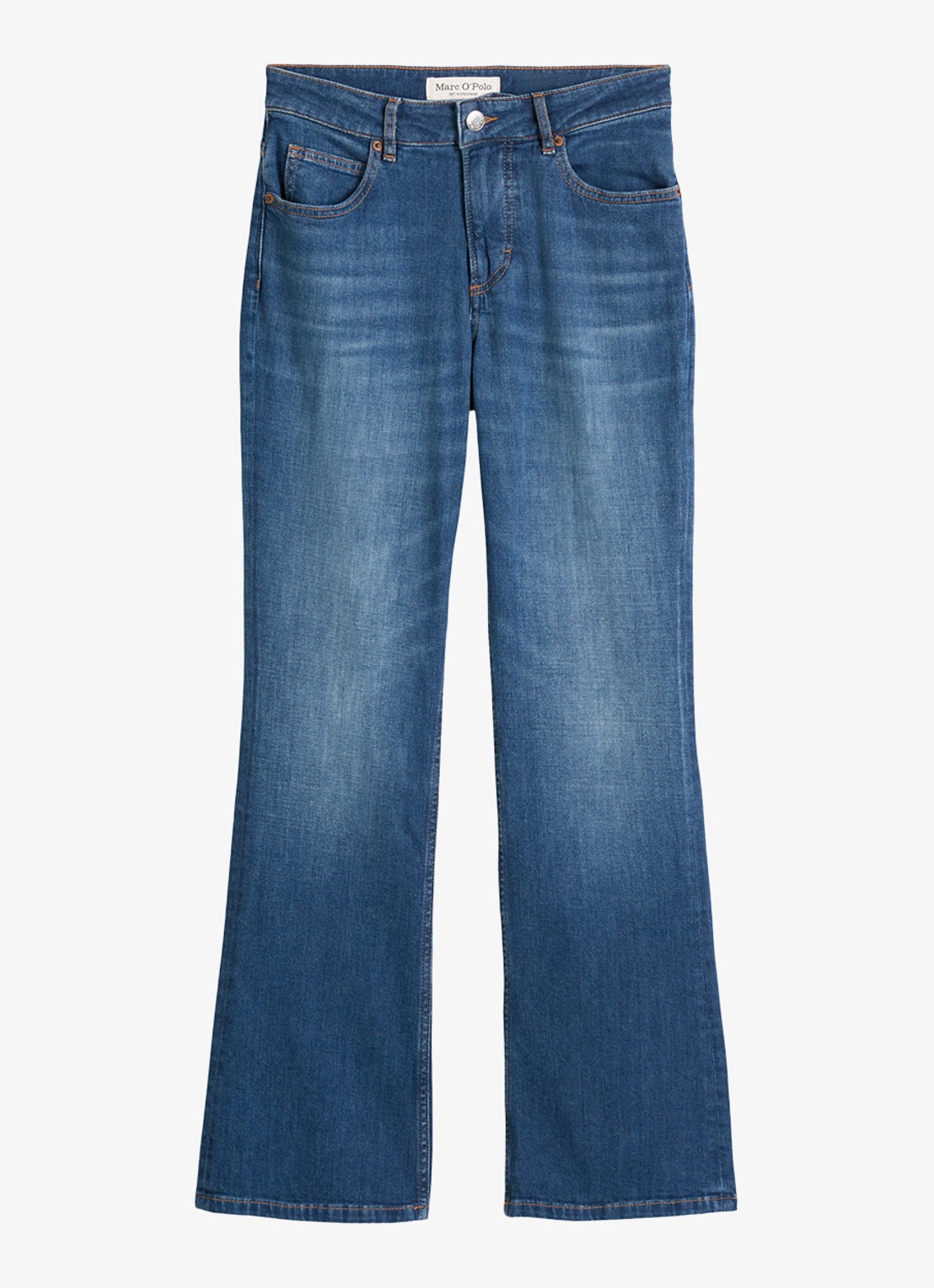 Marc O'Polo Mid waist flared jeans met medium wassing - voorkant 4 denim
