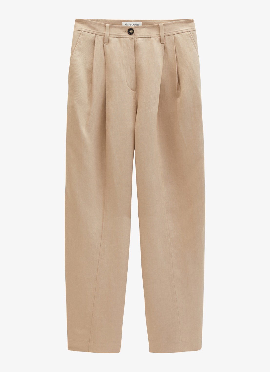 Marc O'Polo Mid waist loose fit pantalon  met steekzakken - voorkant sandpaper-2326 / beige
