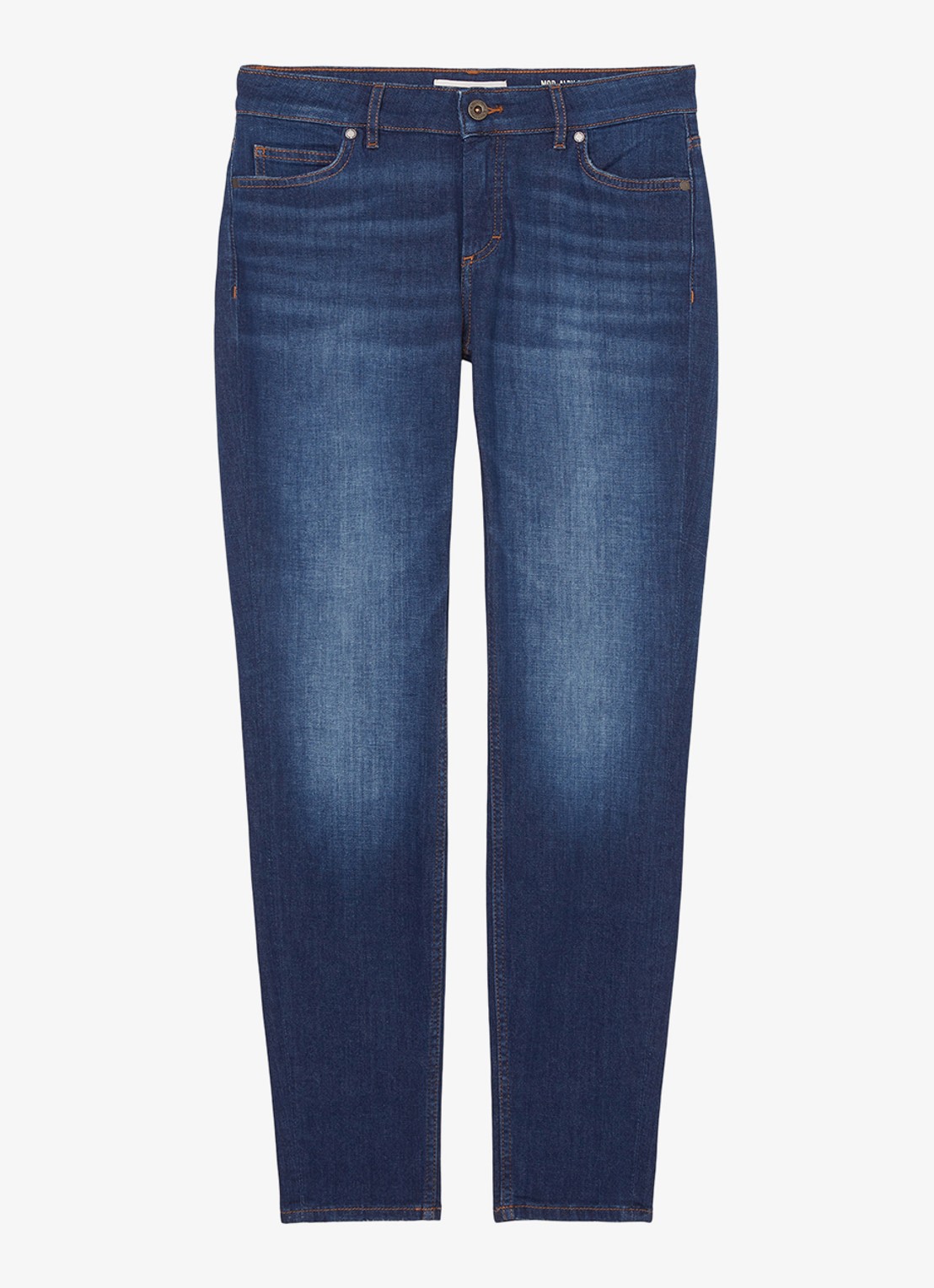 Marc O'Polo Mid waist slim fit jeans in  katoenblend - voorkant indigo