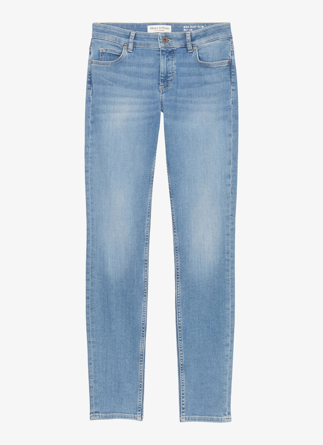 Marc O'Polo Mid waist slim fit jeans van  katoen met steekzakken - voorkant indigo