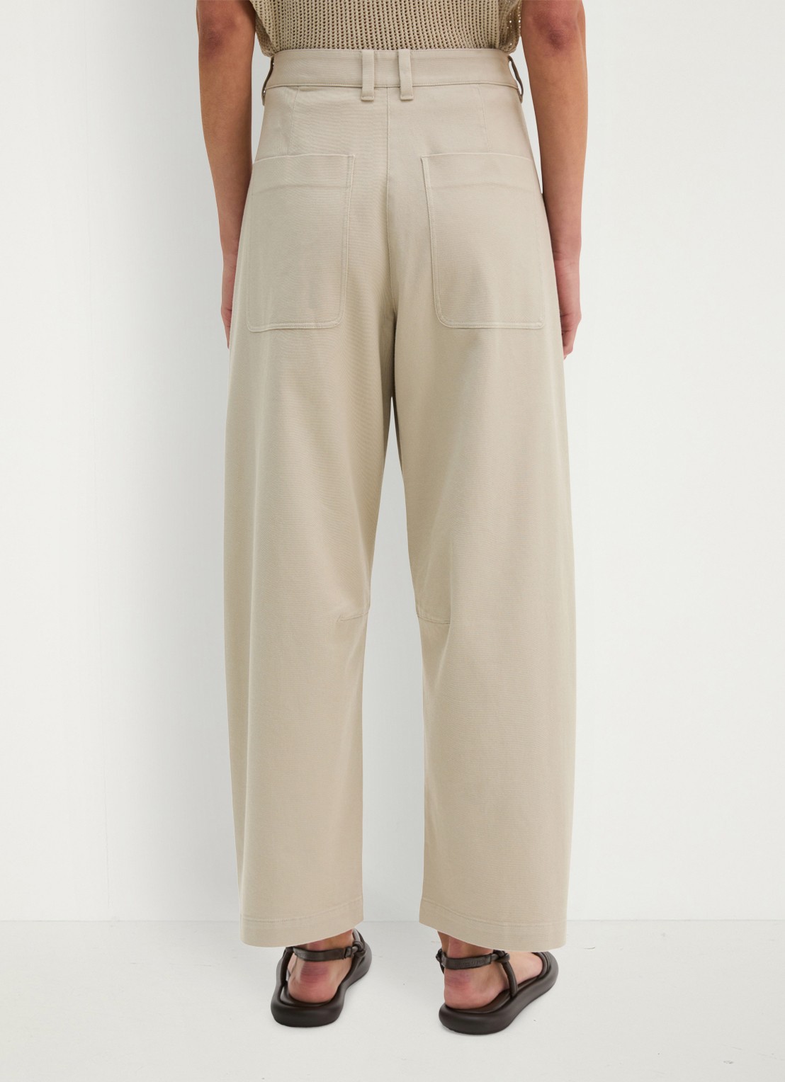 Marc O'Polo  Mid waist straight fit broek met opgestikte zakken - achterkant linen beige / grijs