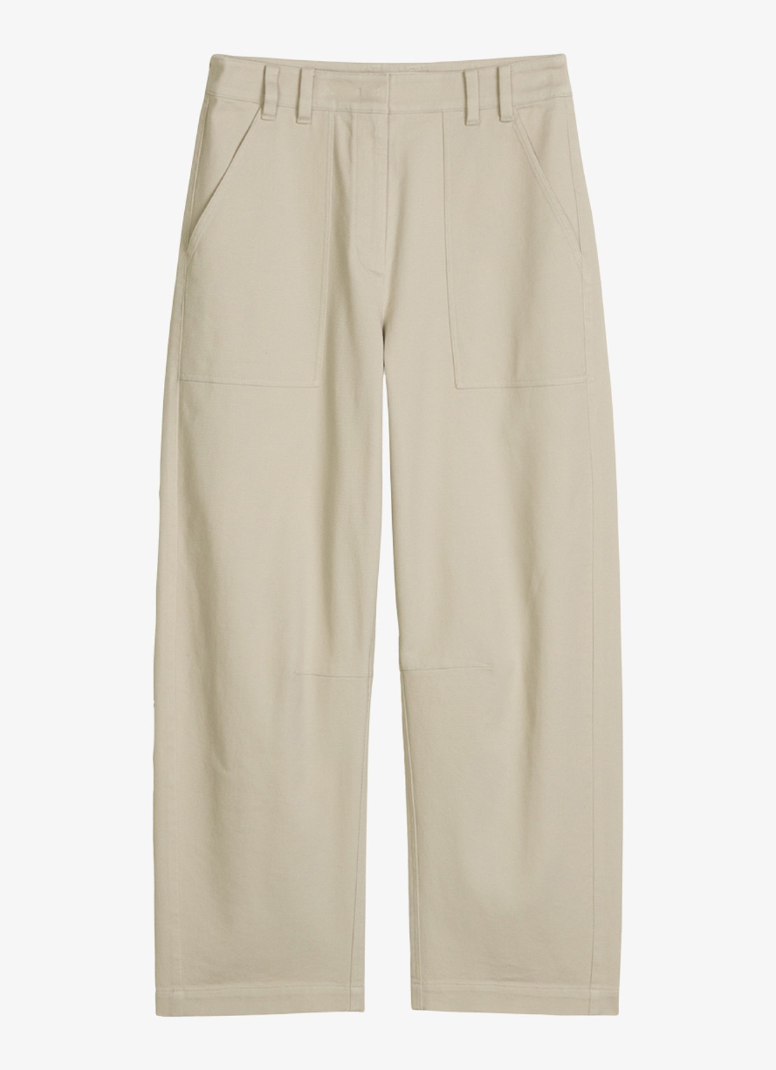 Marc O'Polo  Mid waist straight fit broek met opgestikte zakken - voorkant 2 linen beige / grijs