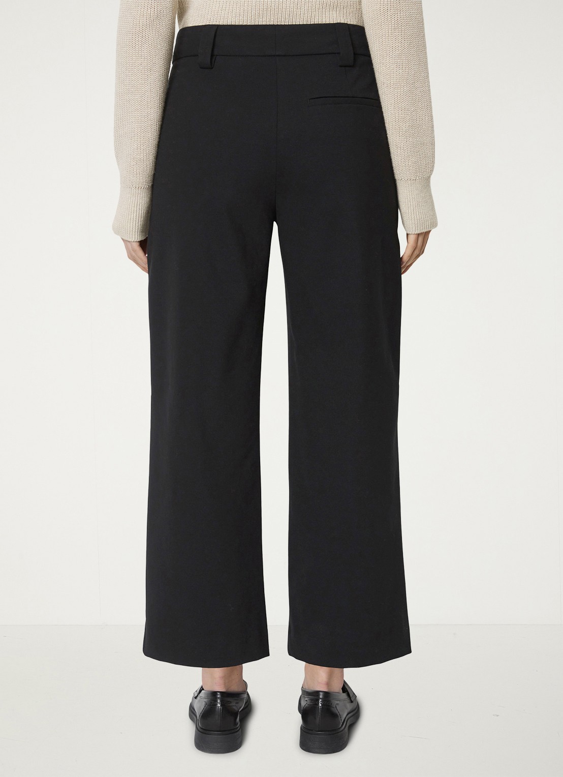 Marc O'Polo Mid waist wide fit culotte van jersey met steekzakken - achterkant 2 zwart