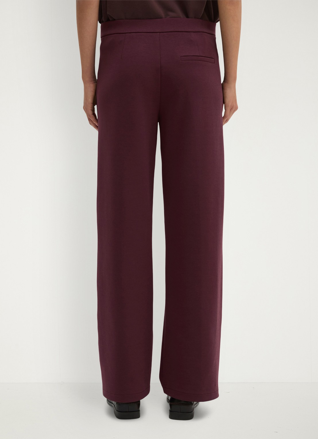 Marc O'Polo Mid waist wide fit pantalon met gemêleerd dessin - achterkant kersenrood