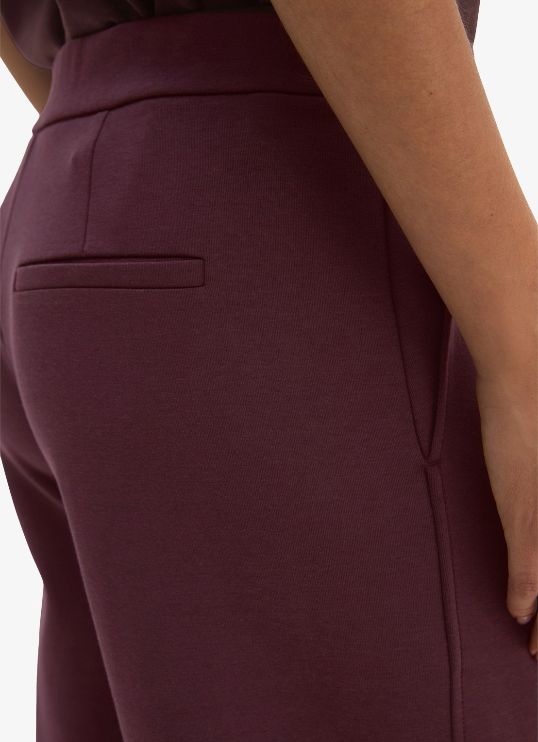 Marc O'Polo Mid waist wide fit pantalon met gemêleerd dessin - detail 5 kersenrood