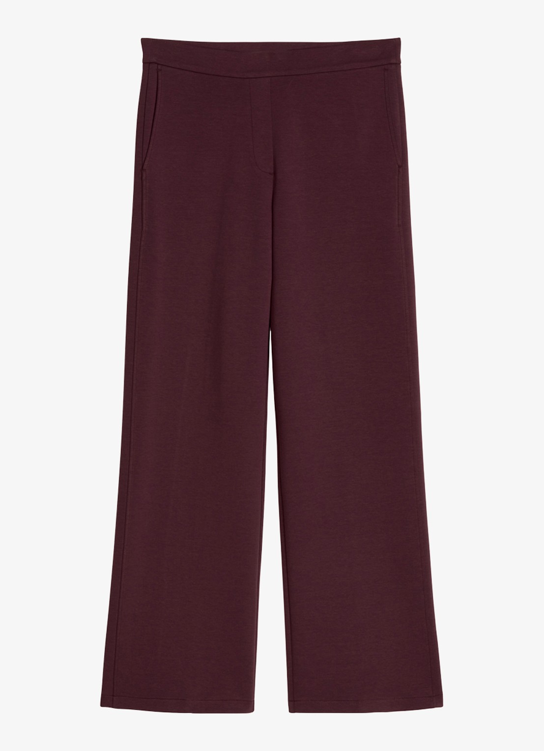Marc O'Polo Mid waist wide fit pantalon met gemêleerd dessin - voorkant 2 kersenrood