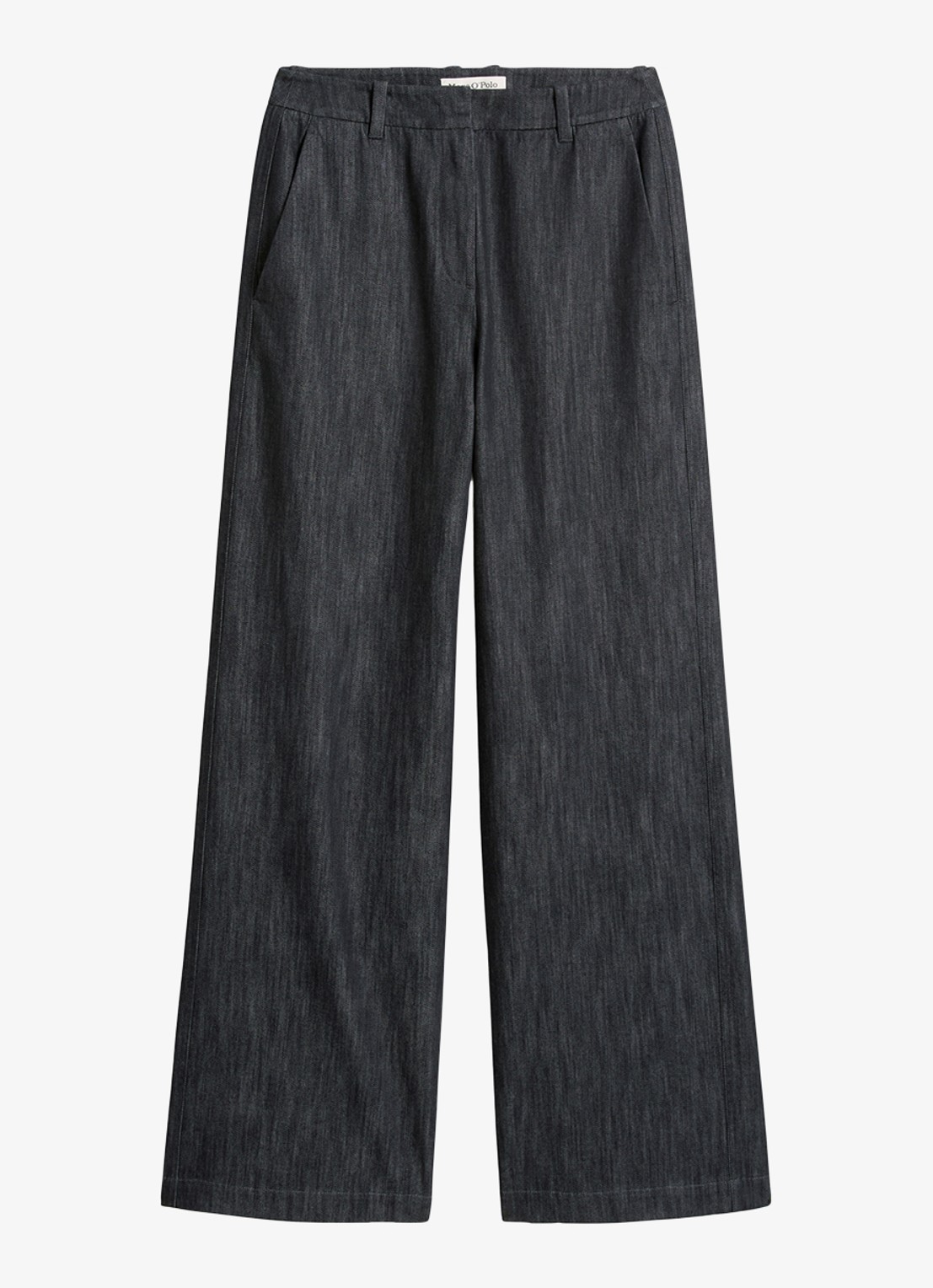 Marc O'Polo Mid waist wide fit pantalon van denim - voorkant zwart