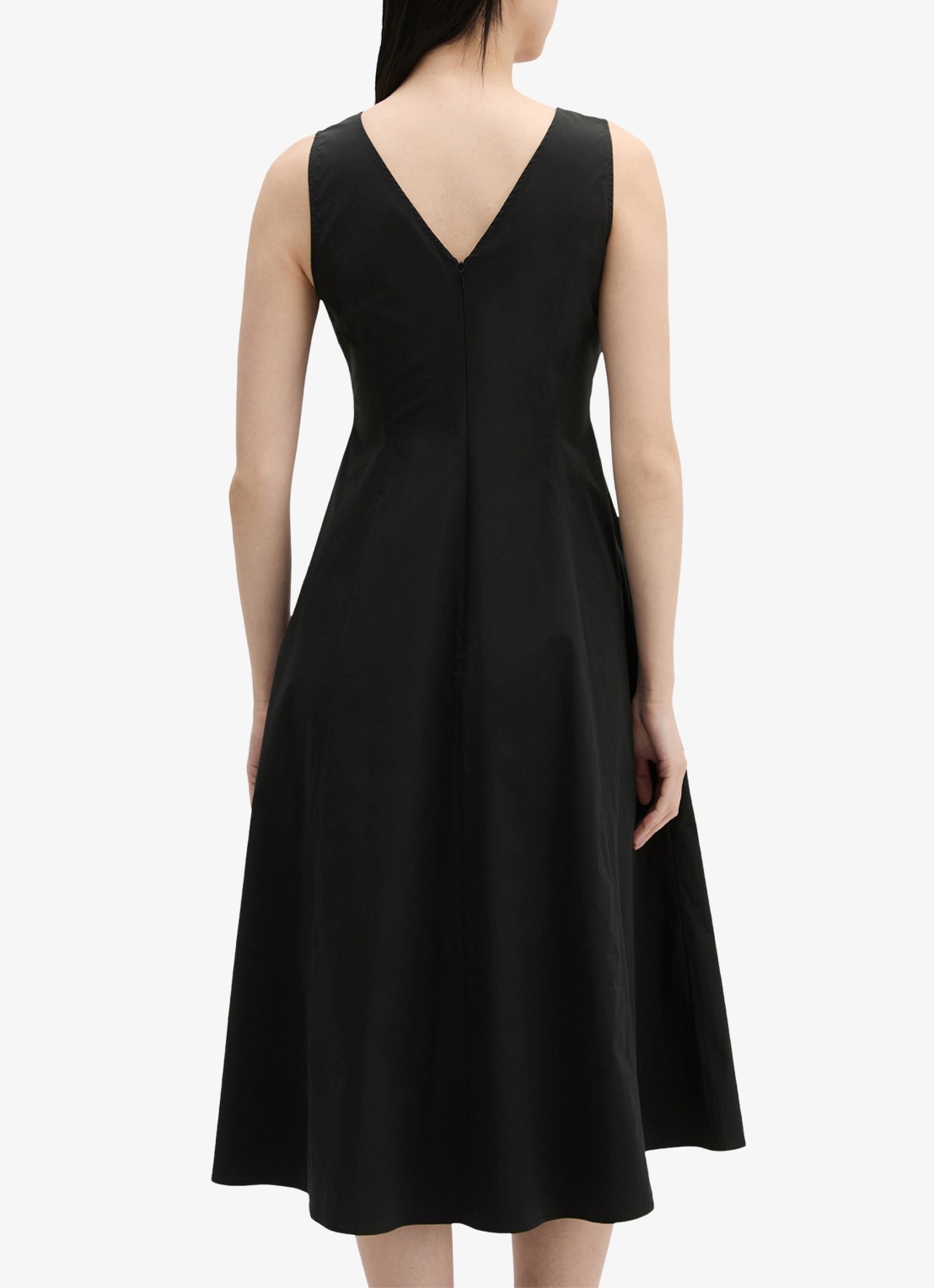 Marc O'Polo Midi A-lijn jurk met V-hals - achterkant black / zwart