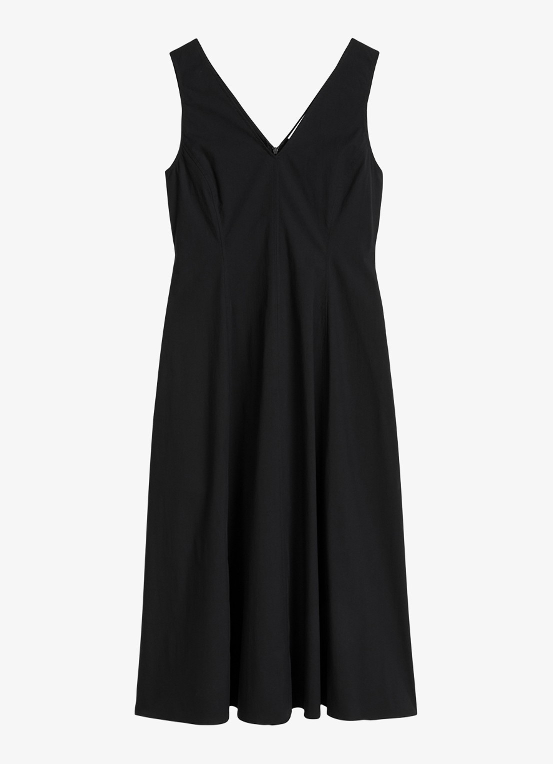 Marc O'Polo Midi A-lijn jurk met V-hals - voorkant 4 black / zwart