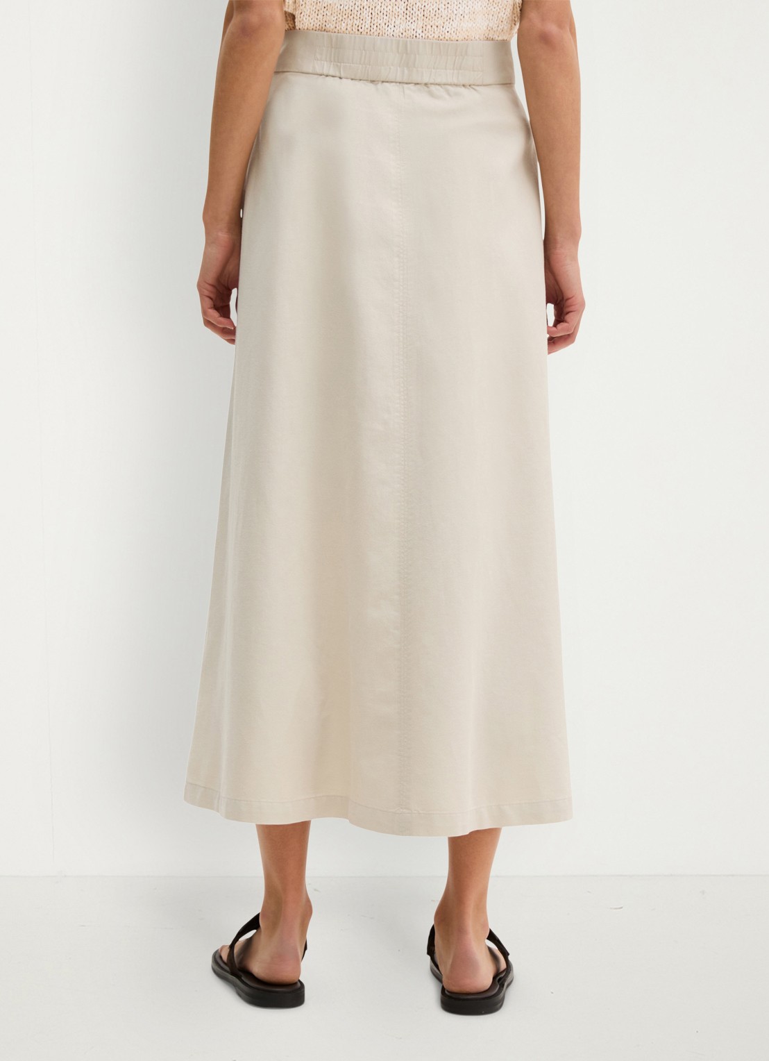 Marc O'Polo Midi A-lijn rok in lyocell blend met split - achterkant 3 beige