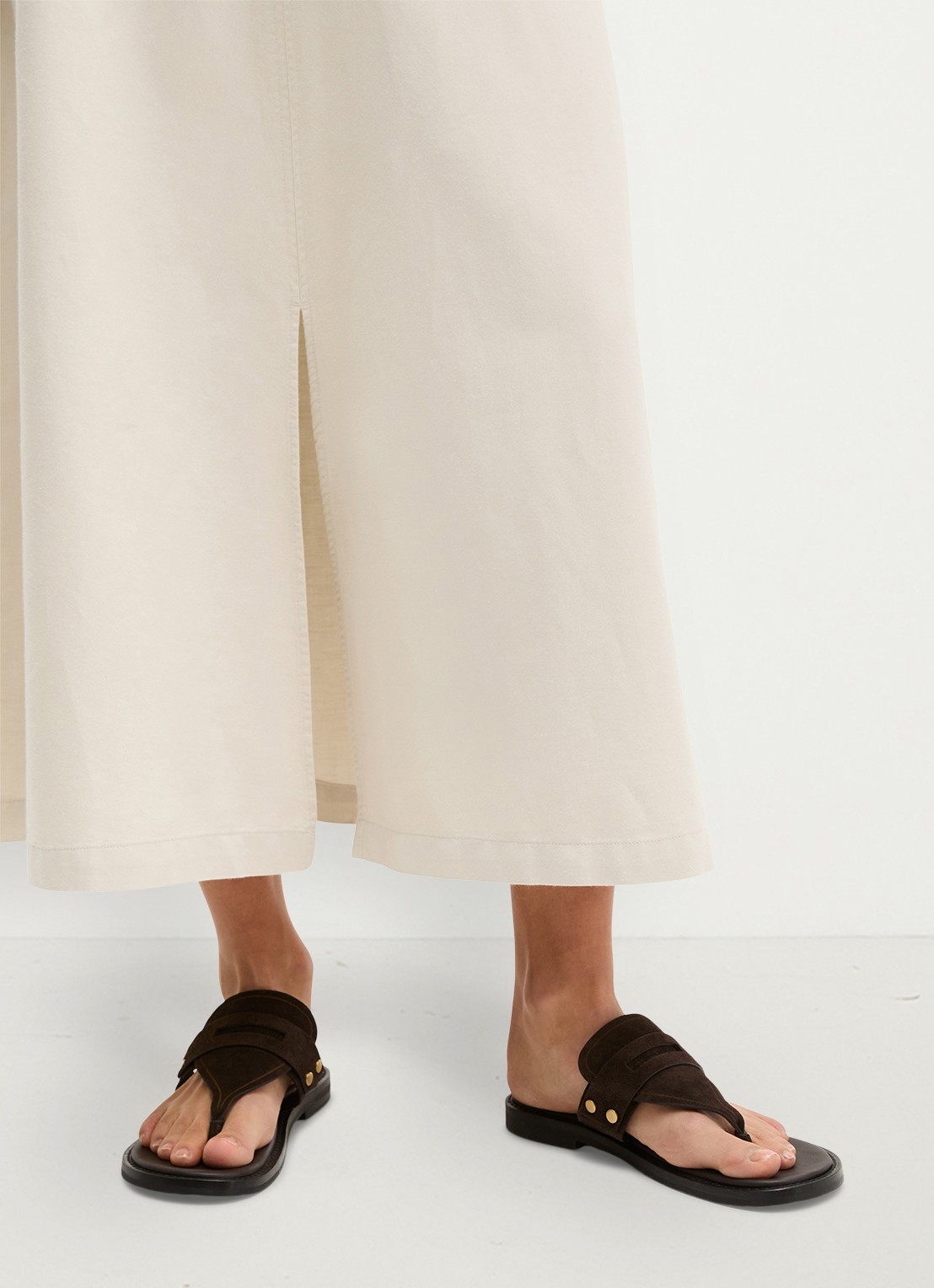 Marc O'Polo Midi A-lijn rok in lyocell blend met split - detail beige