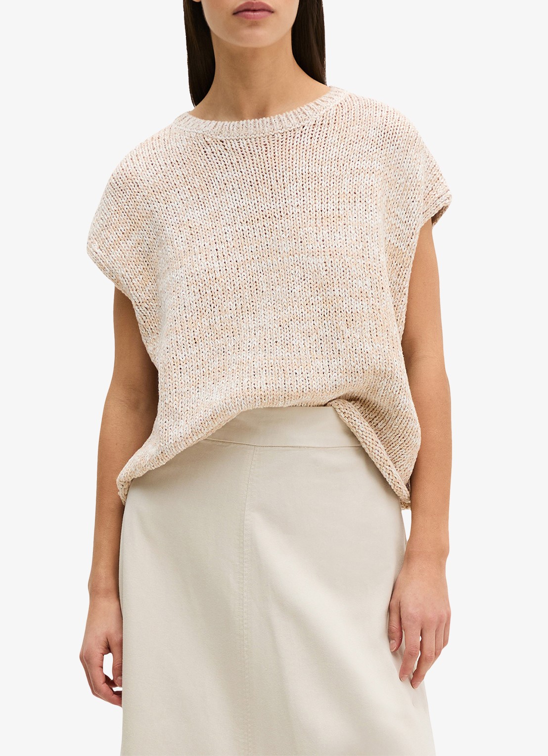 Marc O'Polo Midi A-lijn rok in lyocell blend met split - detail 2 beige