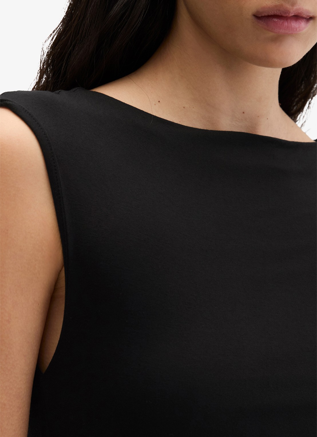 Marc O'Polo Midi jurk met plooien - detail 5 black-0001 / zwart