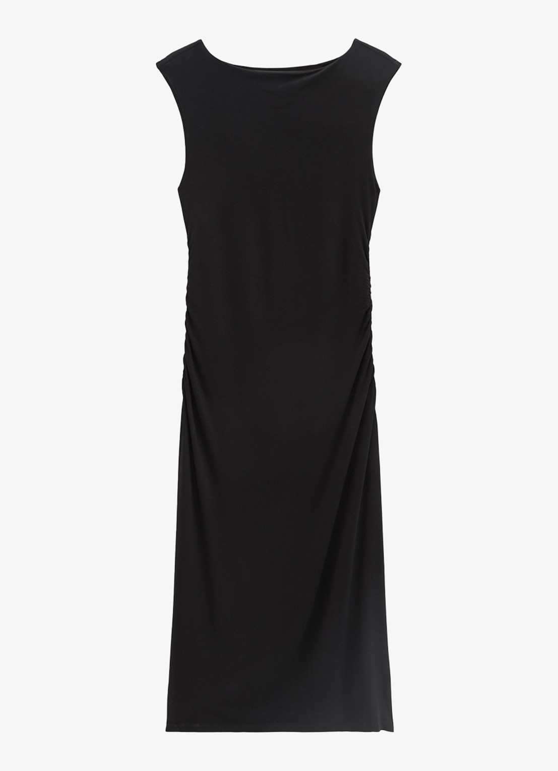 Marc O'Polo Midi jurk met plooien - voorkant 2 black-0001 / zwart